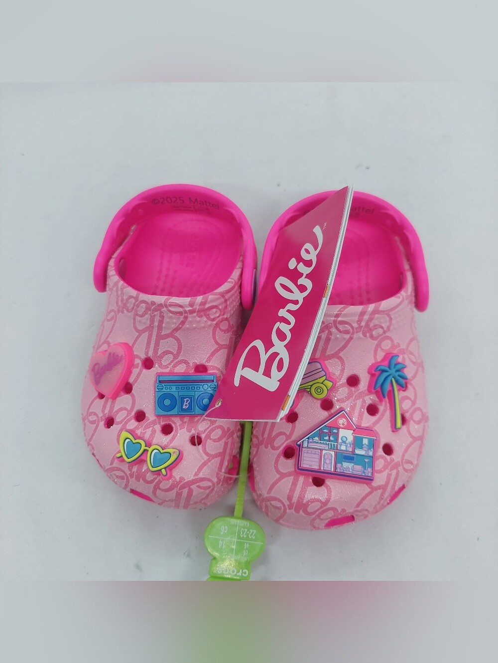 Crocs Toddler Mattel Power Pink Barbie Classic Clogs Size US C6 Charms NWT